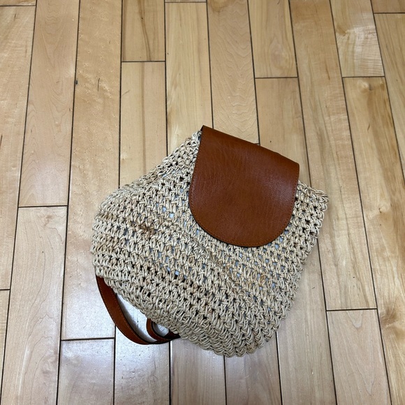 Boston Proper Tan and Cream Woven Backpack - Picture 2 of 10